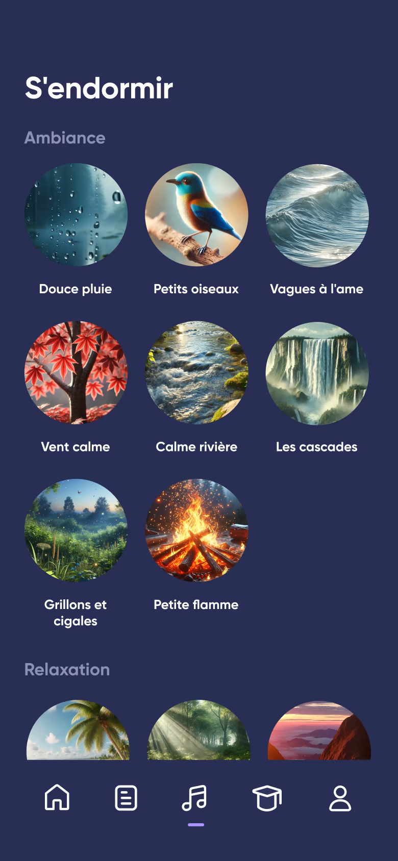 Lecteur de sons relaxants dans Dreamly