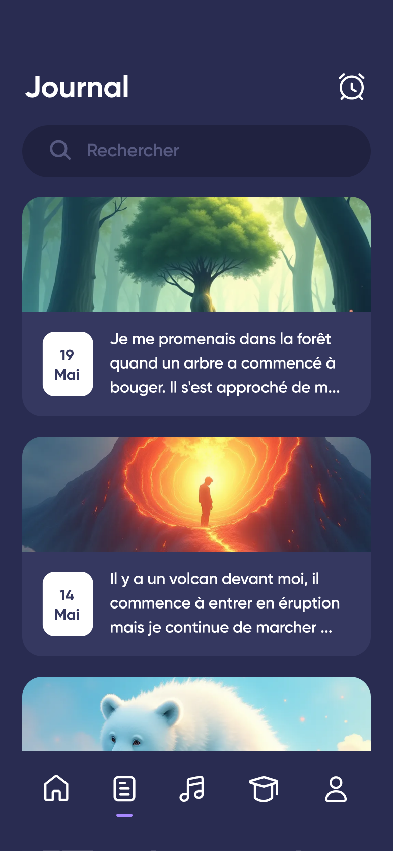 Journal de rêves Dreamly avec plusieurs rêves illustrés